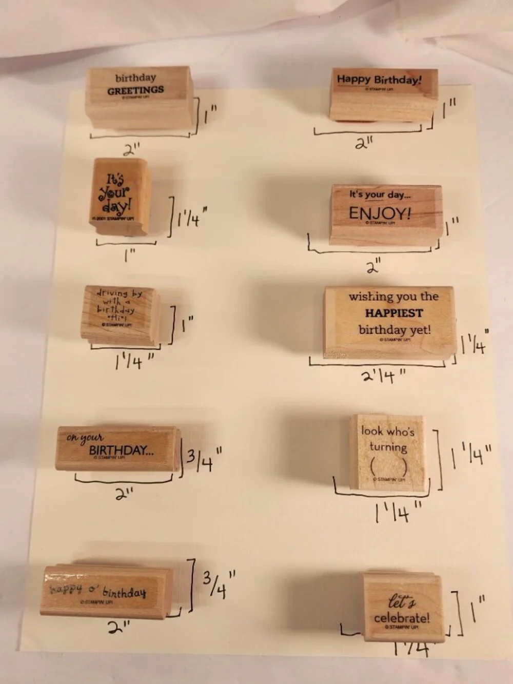 STAMPIN' UP LOT of 10 Birthday Themed Stamps